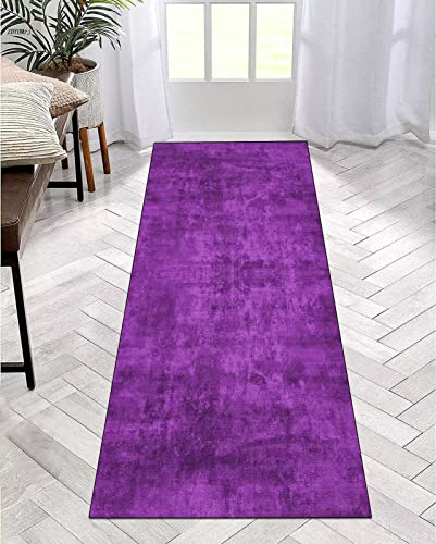 ZDYHMrj Läufer Teppich Lang Flur rutschfest Waschbar 90X200CM Küche Korridor TeppichLäufer für Flur lila Schlafzimmer Wohnzimmer Polyester Teppichmatte Dauerhaft, Anpassbar Küchenteppich Meterware von ZDYHMrj