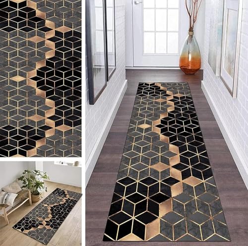 ZDYHMrj Teppich Flur Meterware Küche Schwarz Grau Gold Langer Läufer Flur rutschfest 40x400cm küchenläufer Teppichläufer Waschbar Modern Schlafzimmer Läufer Modern Wohnzimmer ZDYHMrj Teppich Flur Meterware Küche Schwarz Grau Gold Langer Läufer Flur rutschfest 40x400cm küchenläufer Teppichläufer Waschbar Modern Schlafzimmer Läufer Modern Wohnzimmer von ZDYHMrj