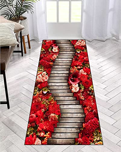 ZDYHMrj Teppich Läufer Flur Küche 3D Rot Blumen rutschfest Korridor Teppichläufer 80x300cm Waschbar Modern Schlafzimmer Wohnzimmer Läufer Teppich Breite 40cm-120cm ZDYHMrj Teppich Läufer Flur Küche 3D Rot Blumen rutschfest Korridor Teppichläufer 80x300cm Waschbar Modern Schlafzimmer Wohnzimmer Läufer Teppich Breite 40cm-120cm von ZDYHMrj