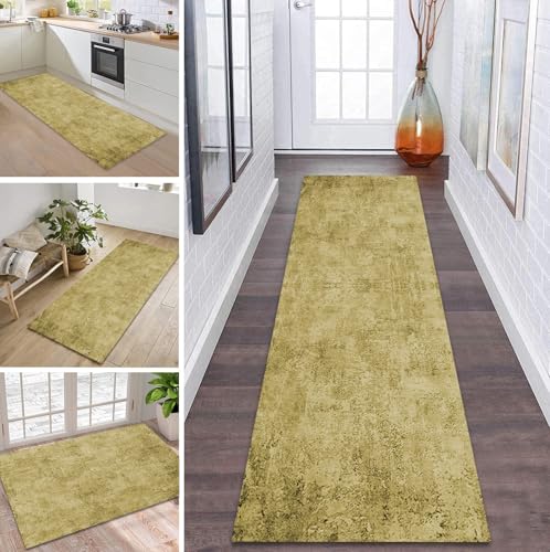 ZDYHMrj Teppich Läufer Flur Küche rutschfest waschbar Flurläufer Lang 100X100CM Kücheläufer Gelb Teppichmatte Meterware Bettvorleger für Flur Esszimmer Schlafzimmer Wohnzimmer Schmutzfangteppich von ZDYHMrj