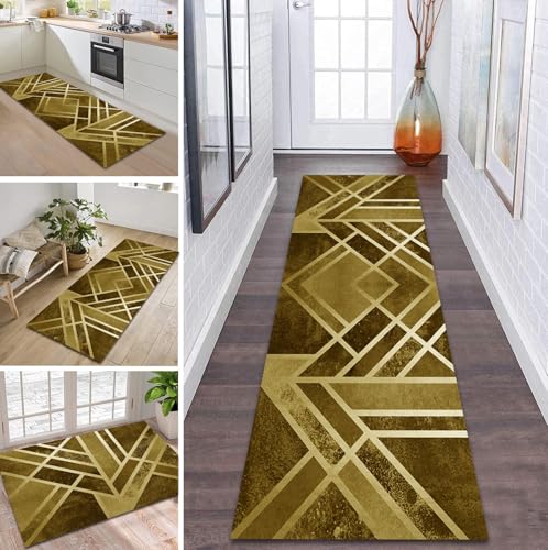ZDYHMrj Teppich Läufer Flur Küche rutschfest waschbar Flurläufer Lang 100X130CM Kücheläufer Braun Teppichmatte Meterware Bettvorleger für Flur Esszimmer Schlafzimmer Wohnzimmer Schmutzfangteppich von ZDYHMrj