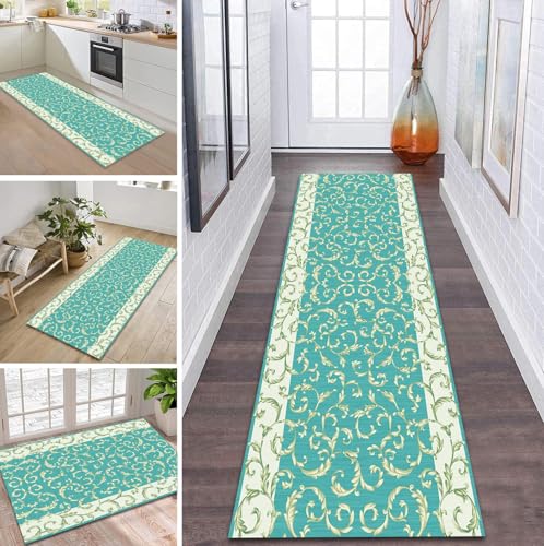ZDYHMrj Teppich Läufer Flur Küche rutschfest waschbar Flurläufer Lang 110X280CM Kücheläufer Cyan Teppichmatte Meterware Bettvorleger für Flur Esszimmer Schlafzimmer Wohnzimmer Schmutzfangteppich ZDYHMrj Teppich Läufer Flur Küche rutschfest waschbar Flurläufer Lang 110X280CM Kücheläufer Cyan Teppichmatte Meterware Bettvorleger für Flur Esszimmer Schlafzimmer Wohnzimmer Schmutzfangteppich von ZDYHMrj