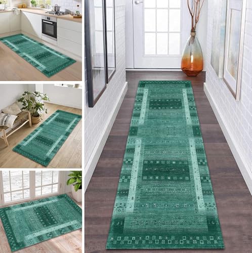ZDYHMrj Teppich Läufer Flur Küche rutschfest waschbar Flurläufer Lang 120X120CM Kücheläufer Grün Teppichmatte Meterware Bettvorleger für Flur Esszimmer Schlafzimmer Wohnzimmer Schmutzfangteppich von ZDYHMrj