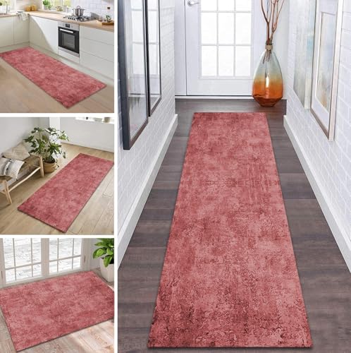 ZDYHMrj Teppich Läufer Flur Küche rutschfest waschbar Flurläufer Lang 120X450CM Kücheläufer Rot Teppichmatte Meterware Bettvorleger für Flur Esszimmer Schlafzimmer Wohnzimmer Schmutzfangteppich von ZDYHMrj