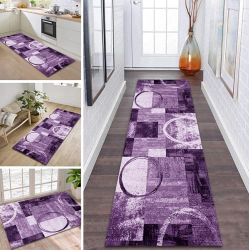 ZDYHMrj Teppich Läufer Flur Küche rutschfest waschbar Flurläufer Lang 40X120CM Kücheläufer Violett Teppichmatte Meterware Bettvorleger für Flur Esszimmer Schlafzimmer Wohnzimmer Schmutzfangteppich von ZDYHMrj