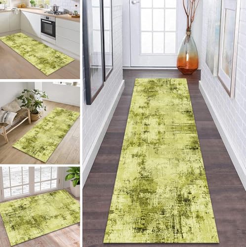 ZDYHMrj Teppich Läufer Flur Küche rutschfest waschbar Flurläufer Lang 40X160CM Kücheläufer Gelb Grün Teppichmatte Meterware Bettvorleger für Flur Esszimmer Schlafzimmer Wohnzimmer Schmutzfangteppich von ZDYHMrj