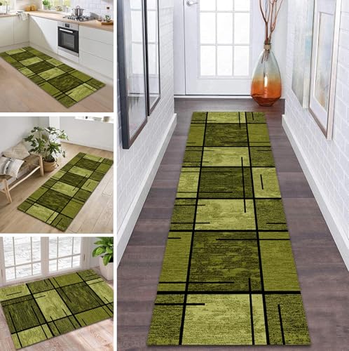 ZDYHMrj Teppich Läufer Flur Küche rutschfest waschbar Flurläufer Lang 40X200CM Kücheläufer Gelb Grün Teppichmatte Meterware Bettvorleger für Flur Esszimmer Schlafzimmer Wohnzimmer Schmutzfangteppich von ZDYHMrj