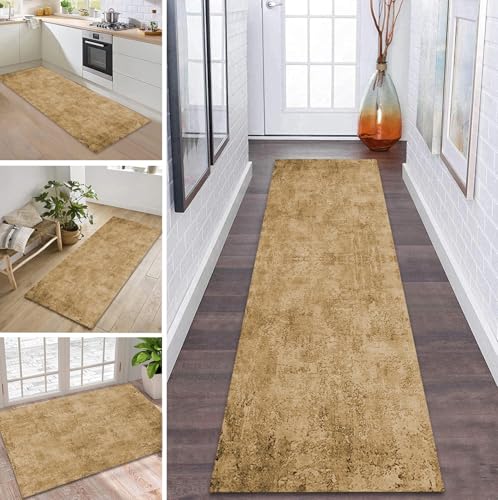 ZDYHMrj Teppich Läufer Flur Küche rutschfest waschbar Flurläufer Lang 40X250CM Kücheläufer Braun Teppichmatte Meterware Bettvorleger für Flur Esszimmer Schlafzimmer Wohnzimmer Schmutzfangteppich von ZDYHMrj
