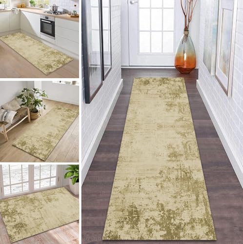 ZDYHMrj Teppich Läufer Flur Küche rutschfest waschbar Flurläufer Lang 50X280CM Kücheläufer Braun Gelb Teppichmatte Meterware Bettvorleger für Flur Esszimmer Schlafzimmer Wohnzimmer Schmutzfangteppich von ZDYHMrj
