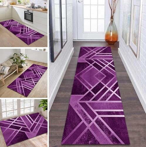 ZDYHMrj Teppich Läufer Flur Küche rutschfest waschbar Flurläufer Lang 50X60CM Kücheläufer Lila Teppichmatte Meterware Bettvorleger für Flur Esszimmer Schlafzimmer Wohnzimmer Schmutzfangteppich von ZDYHMrj