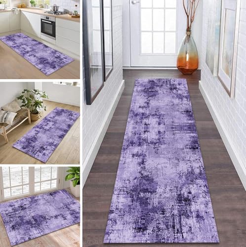 ZDYHMrj Teppich Läufer Flur Küche rutschfest waschbar Flurläufer Lang 50X80CM Kücheläufer Violett Teppichmatte Meterware Bettvorleger für Flur Esszimmer Schlafzimmer Wohnzimmer Schmutzfangteppich von ZDYHMrj