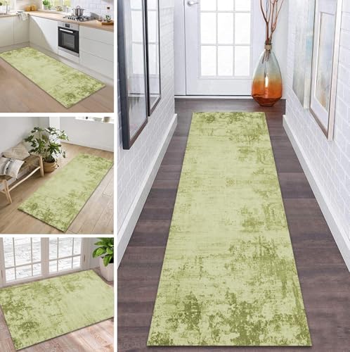 ZDYHMrj Teppich Läufer Flur Küche rutschfest waschbar Flurläufer Lang 60X160CM Kücheläufer Grün Gelb Teppichmatte Meterware Bettvorleger für Flur Esszimmer Schlafzimmer Wohnzimmer Schmutzfangteppich von ZDYHMrj