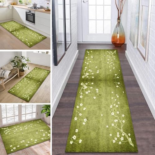 ZDYHMrj Teppich Läufer Flur Küche rutschfest waschbar Flurläufer Lang 60X280CM Kücheläufer Gelb Grün Teppichmatte Meterware Bettvorleger für Flur Esszimmer Schlafzimmer Wohnzimmer Schmutzfangteppich von ZDYHMrj