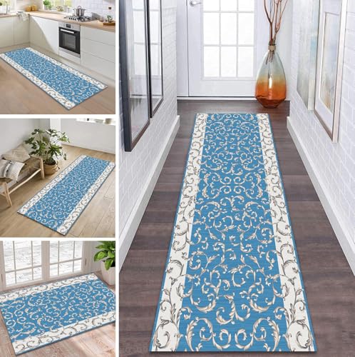 ZDYHMrj Teppich Läufer Flur Küche rutschfest waschbar Flurläufer Lang 60X80CM Kücheläufer Blau Teppichmatte Meterware Bettvorleger für Flur Esszimmer Schlafzimmer Wohnzimmer Schmutzfangteppich ZDYHMrj Teppich Läufer Flur Küche rutschfest waschbar Flurläufer Lang 60X80CM Kücheläufer Blau Teppichmatte Meterware Bettvorleger für Flur Esszimmer Schlafzimmer Wohnzimmer Schmutzfangteppich von ZDYHMrj