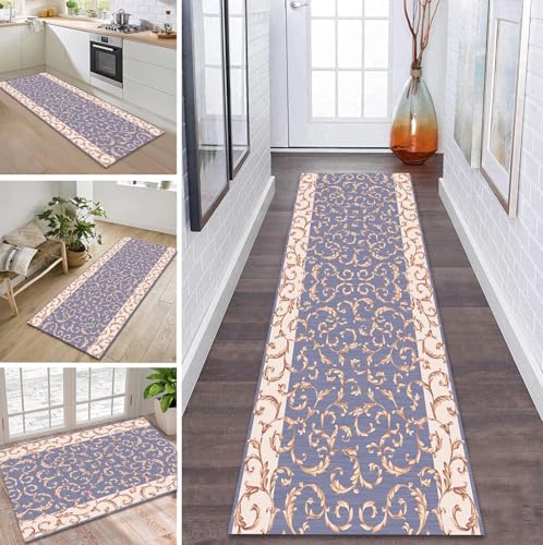 ZDYHMrj Teppich Läufer Flur Küche rutschfest waschbar Flurläufer Lang 70X120CM Kücheläufer Violett Teppichmatte Meterware Bettvorleger für Flur Esszimmer Schlafzimmer Wohnzimmer Schmutzfangteppich von ZDYHMrj