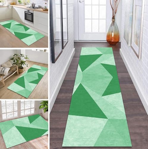 ZDYHMrj Teppich Läufer Flur Küche rutschfest waschbar Flurläufer Lang 70X150CM Kücheläufer Grün Teppichmatte Meterware Bettvorleger für Flur Esszimmer Schlafzimmer Wohnzimmer Schmutzfangteppich von ZDYHMrj