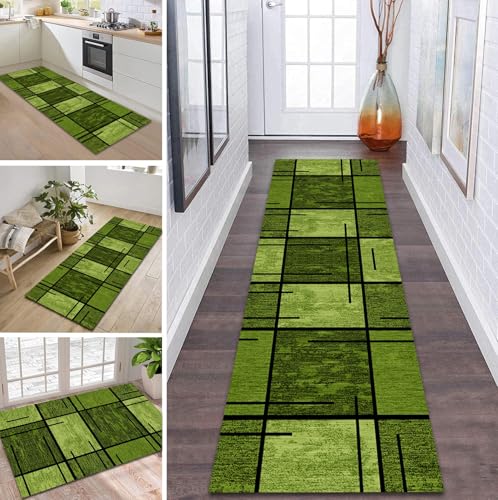 ZDYHMrj Teppich Läufer Flur Küche rutschfest waschbar Flurläufer Lang 70X250CM Kücheläufer Gelb Grün Teppichmatte Meterware Bettvorleger für Flur Esszimmer Schlafzimmer Wohnzimmer Schmutzfangteppich von ZDYHMrj