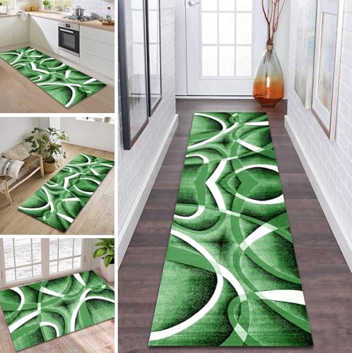 ZDYHMrj Teppich Läufer Flur Küche rutschfest waschbar Flurläufer Lang 70X280CM Kücheläufer Grün Teppichmatte Meterware Bettvorleger für Flur Esszimmer Schlafzimmer Wohnzimmer Schmutzfangteppich von ZDYHMrj