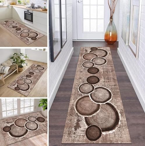 ZDYHMrj Teppich Läufer Flur Küche rutschfest waschbar Küchenläufer Korridor Tepiche Lang 80X180CM Braun Teppichläufer Matte Meterware Kücheteppich Schlafzimmer Wohnzimmer Esszimmer Breit 40-120cm von ZDYHMrj