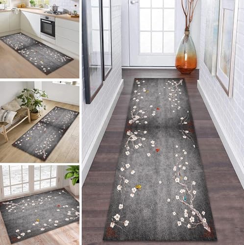 ZDYHMrj Teppich Läufer Flur Küche rutschfest waschbar Teppichläufer Lang 100X250CM 3D Grau Modern Design Meterware Korridor Tepiche Esszimmer Schlafzimmer Wohnzimmer Schmutzfangmatte Küchenteppich von ZDYHMrj