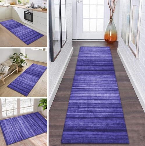 ZDYHMrj Teppich Läufer Flur Küche rutschfest waschbar Teppichläufer Lang 110X500CM Lila Modern Design Meterware Korridor Tepiche Esszimmer Schlafzimmer Wohnzimmer Schmutzfangmatte von ZDYHMrj