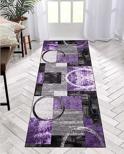 ZDYHMrj Teppich Läufer Flur Küche rutschfest waschbar Teppichläufer Lang 120X140CM Grau lila Modern Design Meterware Korridor Tepiche Esszimmer Schlafzimmer Wohnzimmer Schmutzfangmatte Küchenteppich von ZDYHMrj