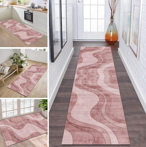 ZDYHMrj Teppich Läufer Flur Küche rutschfest waschbar Teppichläufer Lang 120X300CM Rot Modern Design Meterware Korridor Tepiche Esszimmer Schlafzimmer Wohnzimmer Schmutzfangmatte von ZDYHMrj