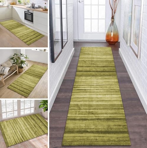 ZDYHMrj Teppich Läufer Flur Küche rutschfest waschbar Teppichläufer Lang 40X100CM Gelb Modern Design Meterware Korridor Tepiche Esszimmer Schlafzimmer Wohnzimmer Schmutzfangmatte von ZDYHMrj