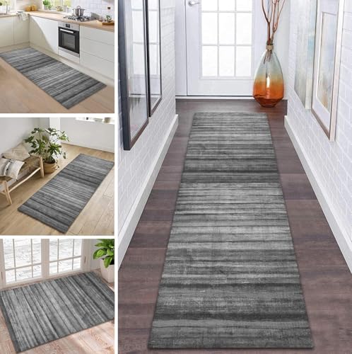 ZDYHMrj Teppich Läufer Flur Küche rutschfest waschbar Teppichläufer Lang 40X100CM Grau Modern Design Meterware Korridor Tepiche Esszimmer Schlafzimmer Wohnzimmer Schmutzfangmatte von ZDYHMrj
