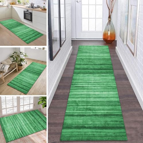 ZDYHMrj Teppich Läufer Flur Küche rutschfest waschbar Teppichläufer Lang 40X180CM Grün Modern Design Meterware Korridor Tepiche Esszimmer Schlafzimmer Wohnzimmer Schmutzfangmatte von ZDYHMrj