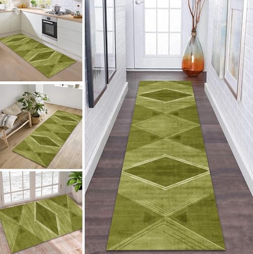 ZDYHMrj Teppich Läufer Flur Küche rutschfest waschbar Teppichläufer Lang 40X60CM Gelb Grün Modern Design Meterware Korridor Tepiche Esszimmer Schlafzimmer Wohnzimmer Schmutzfangmatte von ZDYHMrj