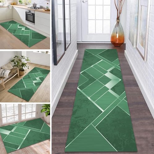 ZDYHMrj Teppich Läufer Flur Küche rutschfest waschbar Teppichläufer Lang 40X60CM Grün Modern Design Meterware Korridor Tepiche Esszimmer Schlafzimmer Wohnzimmer Schmutzfangmatte von ZDYHMrj