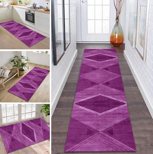ZDYHMrj Teppich Läufer Flur Küche rutschfest waschbar Teppichläufer Lang 40X60CM Tiefviolett Modern Design Meterware Korridor Tepiche Esszimmer Schlafzimmer Wohnzimmer Schmutzfangmatte von ZDYHMrj