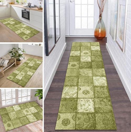 ZDYHMrj Teppich Läufer Flur Küche rutschfest waschbar Teppichläufer Lang 40X80CM Kücheläufer Gelb Grün Teppichmatte Meterware Esszimmer Schlafzimmer Wohnzimmer Flurteppich Schmutzfangteppich von ZDYHMrj