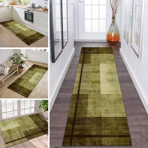 ZDYHMrj Teppich Läufer Flur Küche rutschfest waschbar Teppichläufer Lang 40X90CM Braun Gelb Modern Design Meterware Korridor Tepiche Esszimmer Schlafzimmer Wohnzimmer Schmutzfangmatte von ZDYHMrj