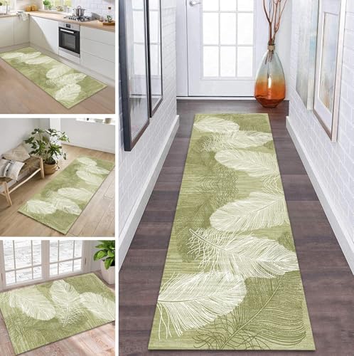 ZDYHMrj Teppich Läufer Flur Küche rutschfest waschbar Teppichläufer Lang 50X180CM Gelb Grün Modern Design Meterware Korridor Tepiche Esszimmer Schlafzimmer Wohnzimmer Schmutzfangmatte von ZDYHMrj