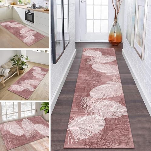 ZDYHMrj Teppich Läufer Flur Küche rutschfest waschbar Teppichläufer Lang 50X90CM Rot Modern Design Meterware Korridor Tepiche Esszimmer Schlafzimmer Wohnzimmer Schmutzfangmatte von ZDYHMrj