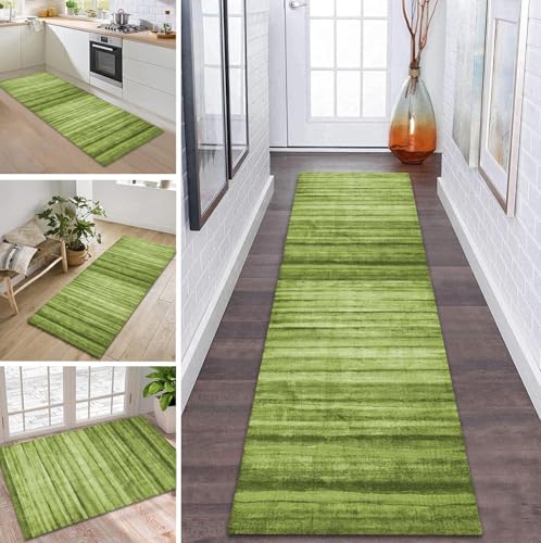 ZDYHMrj Teppich Läufer Flur Küche rutschfest waschbar Teppichläufer Lang 60X110CM Grün Modern Design Meterware Korridor Tepiche Esszimmer Schlafzimmer Wohnzimmer Schmutzfangmatte von ZDYHMrj