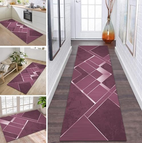 ZDYHMrj Teppich Läufer Flur Küche rutschfest waschbar Teppichläufer Lang 70X100CM Rosa Modern Design Meterware Korridor Tepiche Esszimmer Schlafzimmer Wohnzimmer Schmutzfangmatte von ZDYHMrj