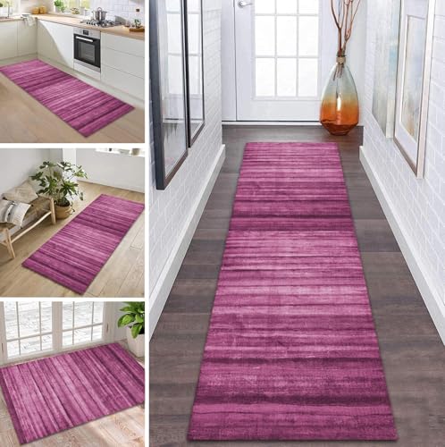 ZDYHMrj Teppich Läufer Flur Küche rutschfest waschbar Teppichläufer Lang 70X160CM Rosa Modern Design Meterware Korridor Tepiche Esszimmer Schlafzimmer Wohnzimmer Schmutzfangmatte von ZDYHMrj