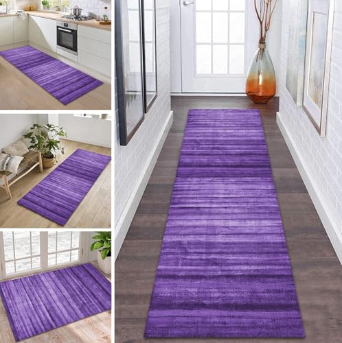 ZDYHMrj Teppich Läufer Flur Küche rutschfest waschbar Teppichläufer Lang 80X450CM Violett Modern Design Meterware Korridor Tepiche Esszimmer Schlafzimmer Wohnzimmer Schmutzfangmatte von ZDYHMrj