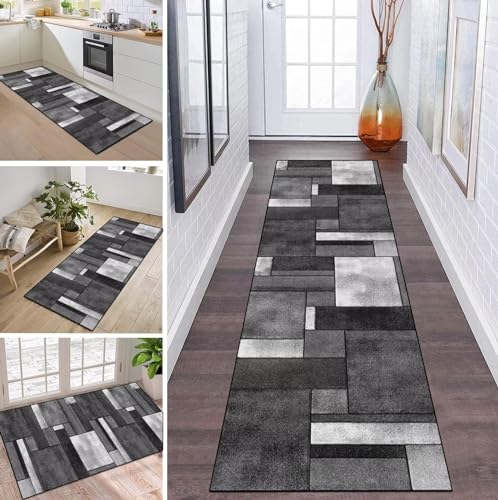 ZDYHMrj Teppich Läufer Flur Küche rutschfest waschbar Teppichläufer Lang Geometry 50X160CM Modern Design Meterware Korridor Tepiche Esszimmer Schlafzimmer Wohnzimmer Schmutzfangmatte Küchenteppich von ZDYHMrj