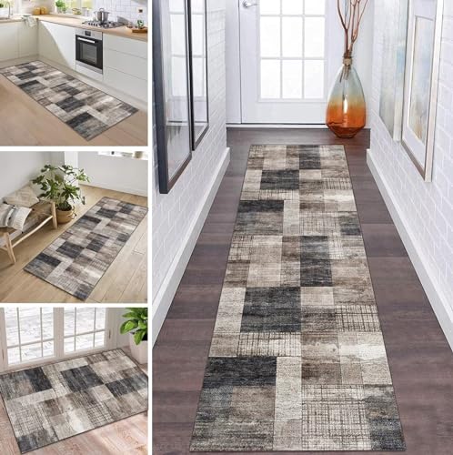 ZDYHMrj Teppich Läufer Flur Küche rutschfest waschbar Teppichläufer Lang Korridor Tepiche 40X100CM Grau Braun Küchenteppich Meterware Bodenmatte Esszimmer Schlafzimmer Wohnzimmer Schmutzfangmatte von ZDYHMrj