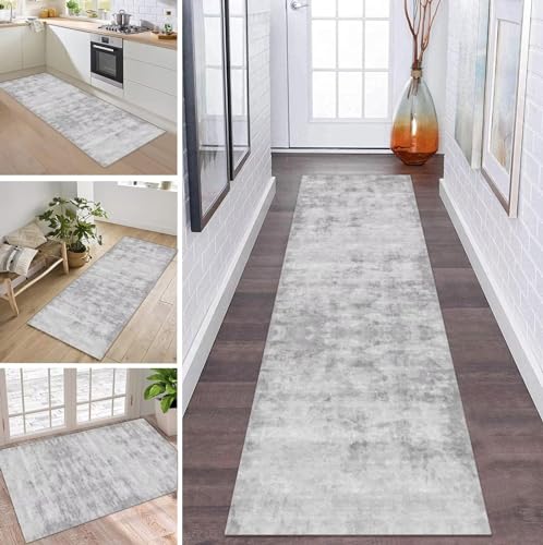 ZDYHMrj Teppich Läufer Flur Küche rutschfest waschbar Teppichläufer Lang Korridor Tepiche 40X120CM Grau Küchenteppich Meterware Bodenmatte Esszimmer Schlafzimmer Wohnzimmer Schmutzfangmatte von ZDYHMrj