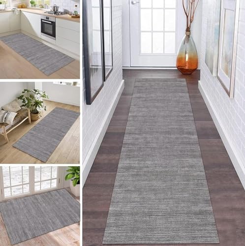 ZDYHMrj Teppich Läufer Flur Küche rutschfest waschbar Teppichläufer Lang Korridor Tepiche 50X90CM Dunkelgrau Küchenteppich Meterware Bodenmatte Esszimmer Schlafzimmer Wohnzimmer Schmutzfangmatte von ZDYHMrj