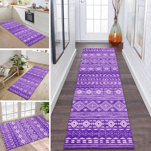 ZDYHMrj Teppich Läufer Flur rutschfest 100X150CM lila Marokko Küchenteppich Waschbar Flurläufer Modern Teppichläufer, Korridor Teppich Läufer für Flur, Küche, Eingang, Wohnzimmer Schmutzfangteppich von ZDYHMrj