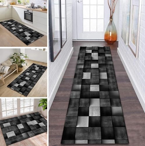 ZDYHMrj Teppich Läufer Flur rutschfest 100X250CM Grau Schwarz Küchenteppich Waschbar Flurläufer Modern Teppichläufer, Korridor Teppich Läufer für Flur, Küche, Eingang, Wohnzimmer Schmutzfangteppich ZDYHMrj Teppich Läufer Flur rutschfest 100X250CM Grau Schwarz Küchenteppich Waschbar Flurläufer Modern Teppichläufer, Korridor Teppich Läufer für Flur, Küche, Eingang, Wohnzimmer Schmutzfangteppich von ZDYHMrj