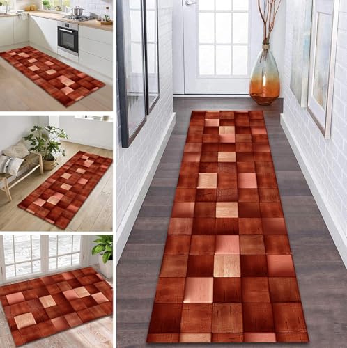 ZDYHMrj Teppich Läufer Flur rutschfest 110X130CM 3D Küchenteppich Waschbar Flurläufer Modern Teppichläufer, Korridor Teppich Läufer für Flur, Küche, Eingang, Wohnzimmer Schmutzfangteppich von ZDYHMrj