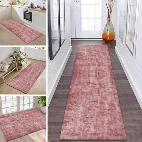 ZDYHMrj Teppich Läufer Flur rutschfest 40X350CM Rot Küchenteppich Waschbar Flurläufer Modern Teppichläufer, Korridor Teppich Läufer für Flur, Küche, Eingang, Wohnzimmer Schmutzfangteppich von ZDYHMrj