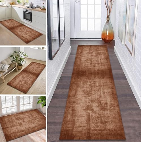 ZDYHMrj Teppich Läufer Flur rutschfest 50X80CM Karamellfarbe Küchenteppich Waschbar Flurläufer Modern Teppichläufer, Korridor Teppich Läufer für Flur, Küche, Eingang, Wohnzimmer Schmutzfangteppich von ZDYHMrj